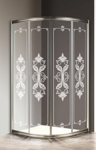 Душевой уголок Cezares Giubileo GIUBILEO-R-2-90-SCORREVOLE-CP-Cr 90x90 профиль хром, прозрачное стекло с узором
