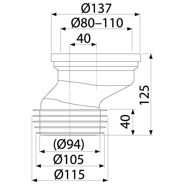 Патрубок д/унитаза эксцентрик A991-40 Alcaplast