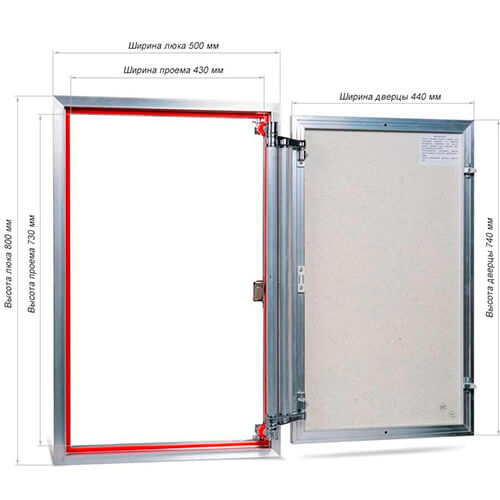 Люк под плитку 500х800 Евроформат Практика ЕТР 50-80