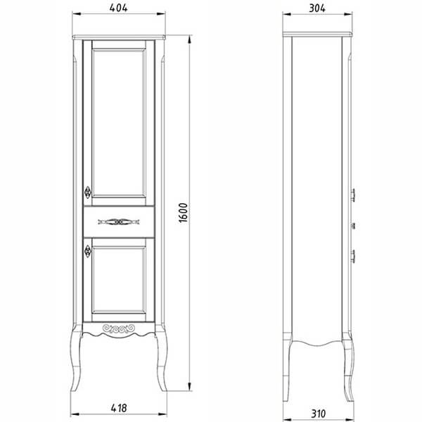 Пенал 400 левый Рошфор патина/белый Модерн ASB