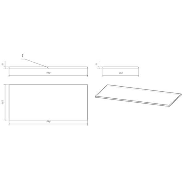 Столешница 998х450 MODUO 100 Cersanit BL-MOD100