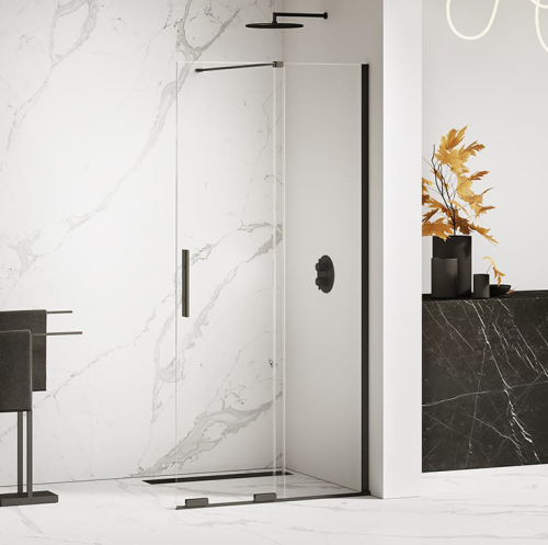 Душевая перегородка New Trendy Smart Black 130 профиль черный матовый, стекло прозрачное