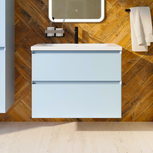 Тумба с раковиной AVS Гармония 80 платина матовая (раковина 01 белая глянцевая)