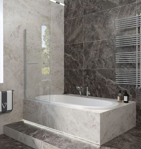 Шторка д/ванны 900x1500 прозр/проф ХРОМ 5 мм VECONI