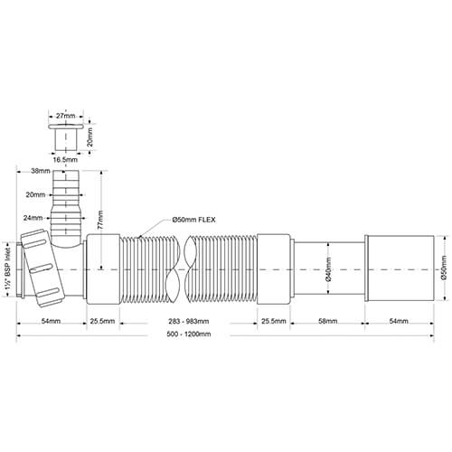 Труба гофрированная 40/50 600х1500 McALPINE MRMF2-15
