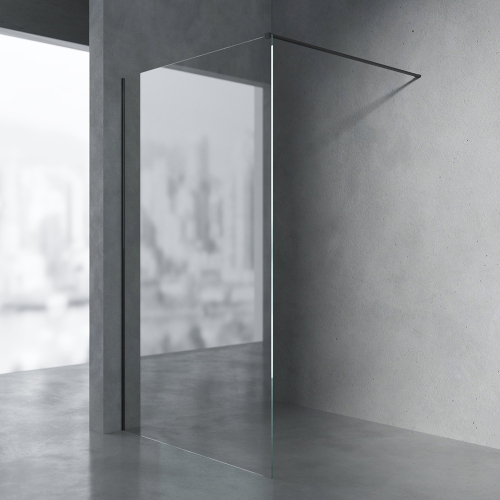 Душевая перегородка AVS Walk In 110 см профиль черный, стекло прозрачное