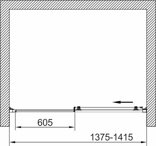 Душевая дверь в нишу AVS Квант 140 профиль белый глянец, стекло прозрачное