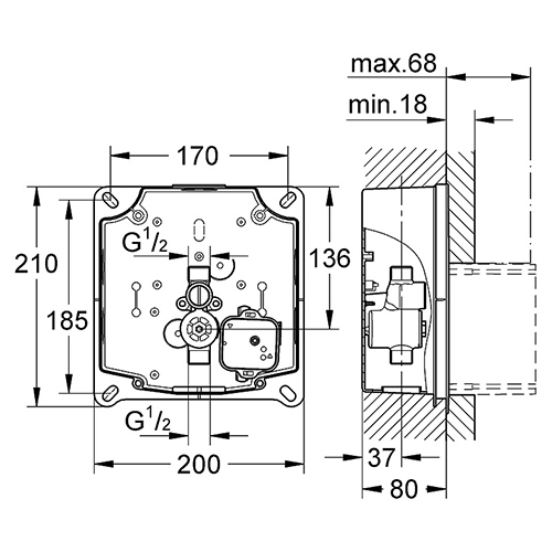 Блок управления смывом для писсуара Rapido U Grohe 37338000