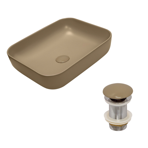 Раковина AVS Розали 50x39 капучино матовая с донным клапаном