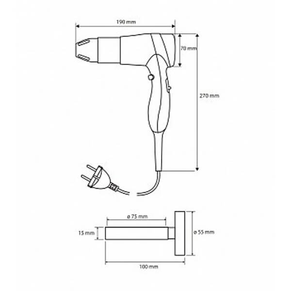 Фен с держателем Hotel Bemeta 999433084