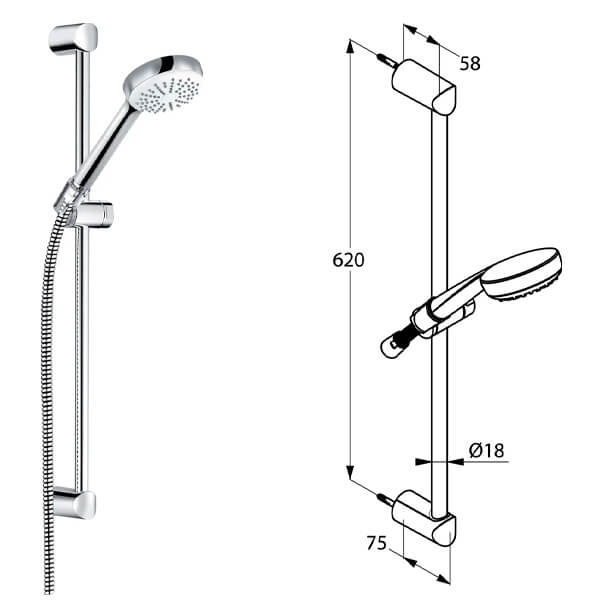 Душевой комплект 3в1 Kludi Pure&Easy 376850565 хром