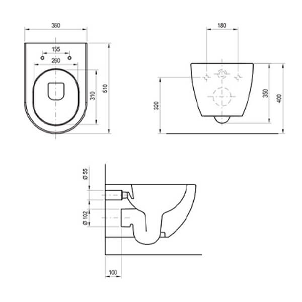 Комплект: X01535+X01549 Унитаз подвесной Uni Chrome безобод с сиденьем RAVAK