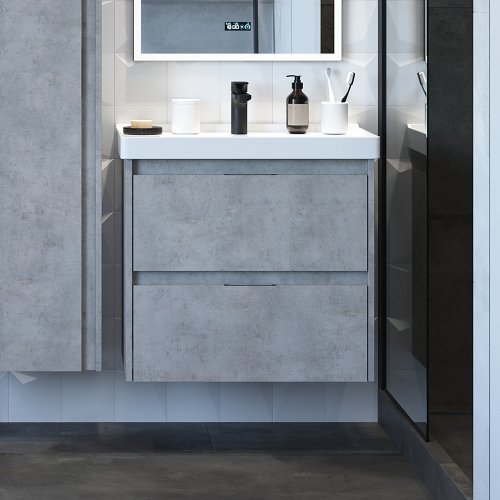 Тумба с раковиной Briz Чикаго 60 светло-серый бетон