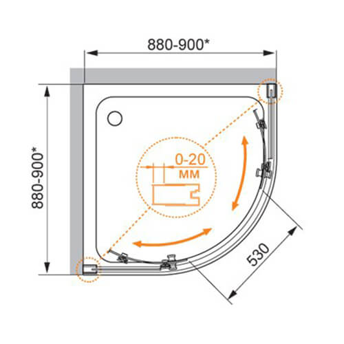 Душевой уголок Cezares Anima ANIMA-W-R-2-90-C-Cr-IV 90x90 профиль хром, прозрачное стекло