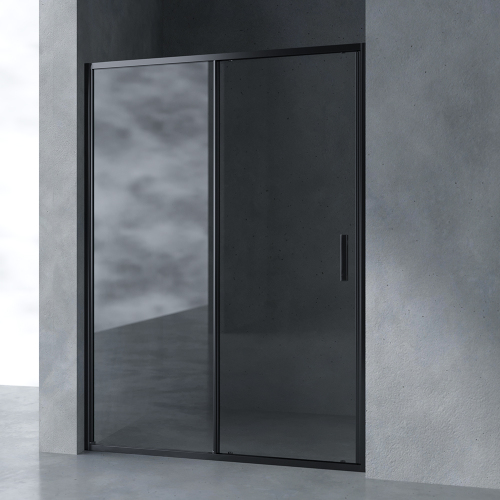 Душевая дверь в нишу AVS Вектор 140 см профиль черный, стекло прозрачное
