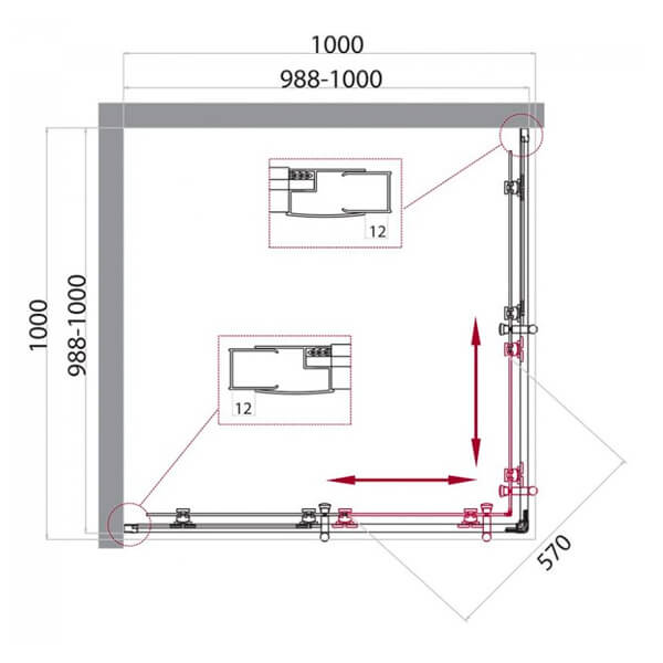 Душевой уголок BelBagno Uno UNO-195-A-2-100-C-Cr 100х100 профиль хром, прозрачное стекло