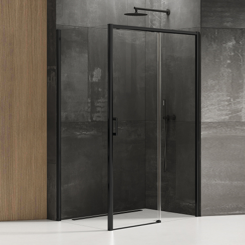 Душевой уголок New Trendy Prime Black 110х90 R профиль черный матовый, стекло прозрачное