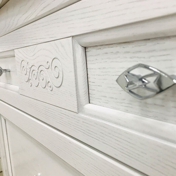 Тумба с раковиной ASB Wood Line Модерн 85 белая, патина серебро