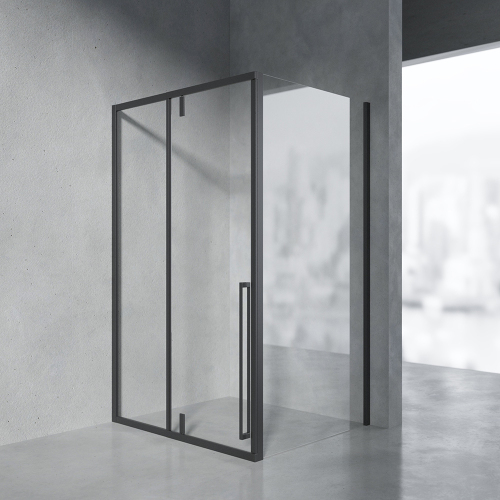 Душевой уголок AVS Акцент 120x90 L, профиль черный матовый, стекло прозрачное