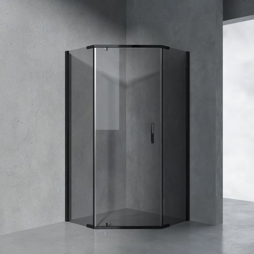 Душевой уголок AVS Трапеция 100х100 профиль черный, стекло черное