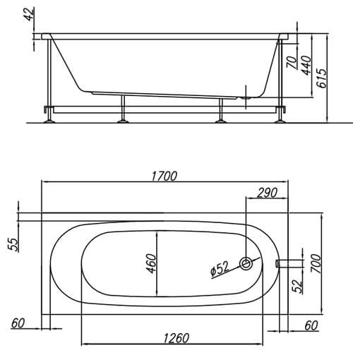 Акриловая ванна Kolpa-San Tamia 170х70 белая, без каркаса