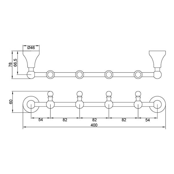 Крючки для ванной 4 штуки на планке Gifortes Veragio VR.GIL-6434.BR