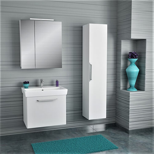 Тумба 700 1ящ + Раковина Q70 Белый мат Lande DIBORG