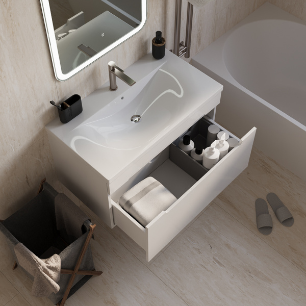 Тумба с раковиной AVS Эстель 80 белая