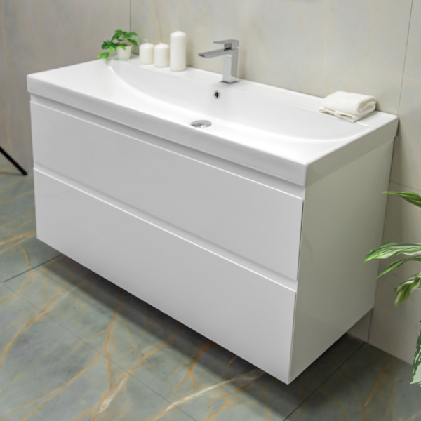 Тумба с раковиной AVS Гармония 120 белая, 2 ящика