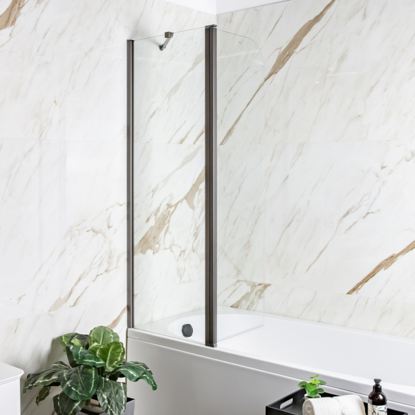 Шторка на ванну AVS Асти Дуо 100 см левая профиль оружейная сталь, прозрачное стекло