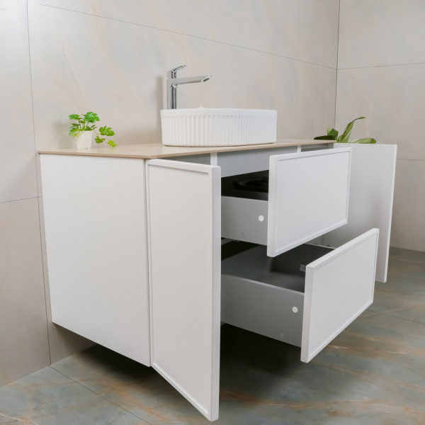 Тумба с раковиной AVS Палитра 120 (50x32) белая, 2 ящика и 2 дверки