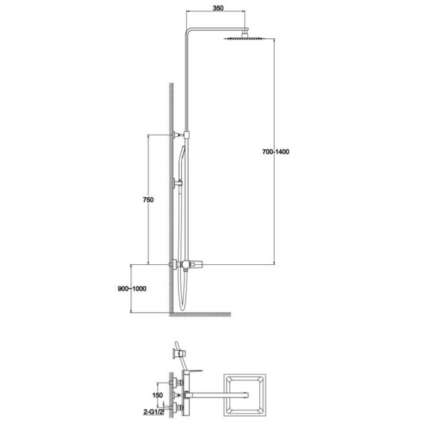 Душевая стойка BelBagno Arlie ARL-DOCM-CRM хром