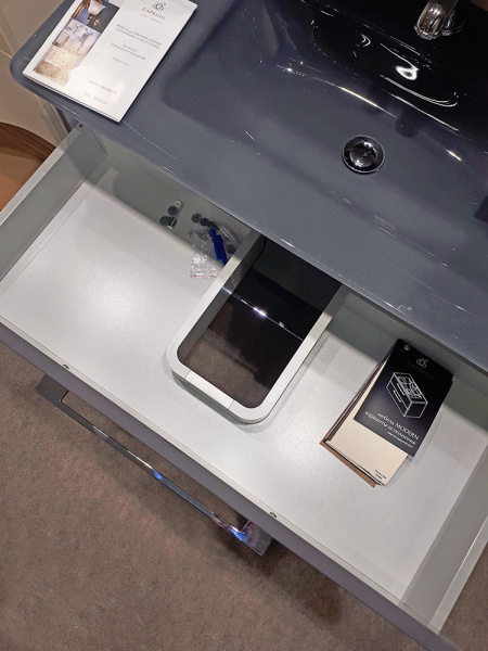 Тумба 1000 2ящ подвес + раковина OW15 стекл Графит ACCORD CAPRIGO