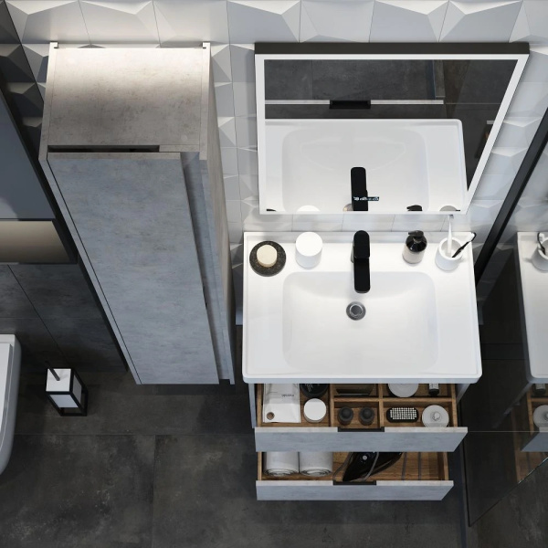 Тумба с раковиной Briz Чикаго 60 светло-серый бетон