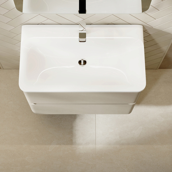 Тумба с раковиной RAVAL Welto 80 2 ящика, светло-коричневая