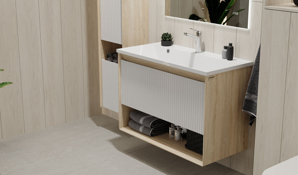 Тумба с раковиной Jorno Tossony 90 сонома светлая