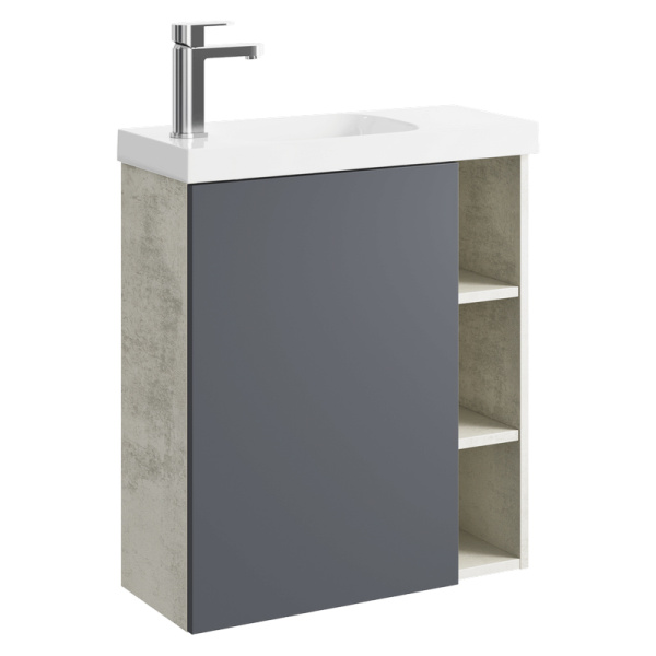 Тумба с раковиной Aqwella Alba ALB0106LLS+ALB0706GRМ 60 серая матовая
