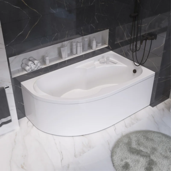 Акриловая ванна Marka One Diana 160x100 R белая, с каркасом и экраном