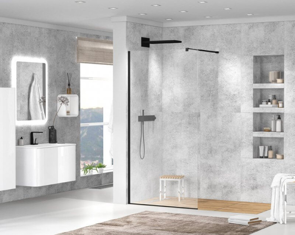 Душевая перегородка Cezares Liberta LIBERTA-L-1-120-C-NERO 120 профиль черный, прозрачное стекло