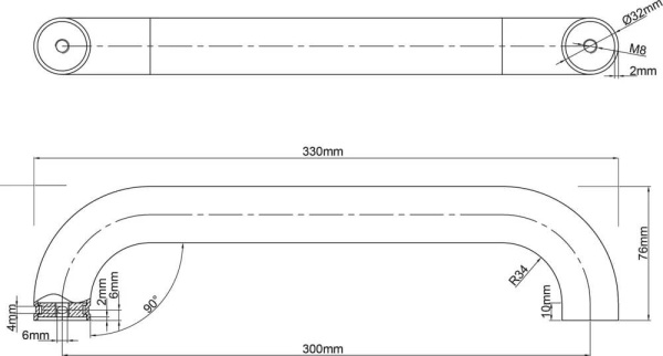 А00130110 Поручень для ванны чёрный (30 см)