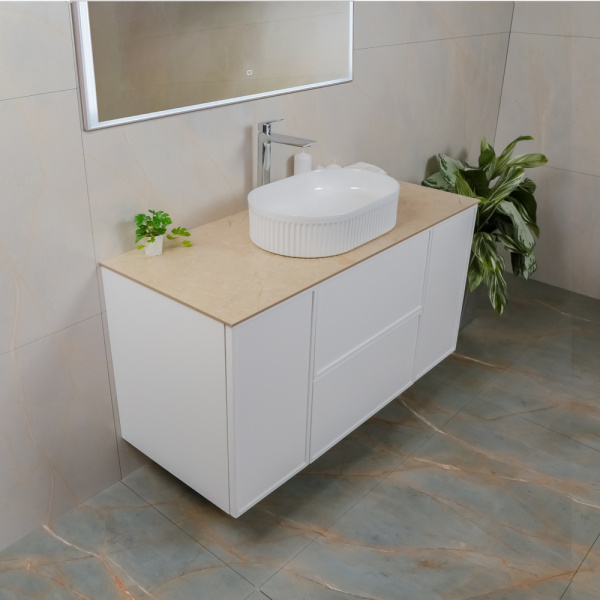 Тумба с раковиной AVS Палитра 120 (50x32) белая, 2 ящика и 2 дверки