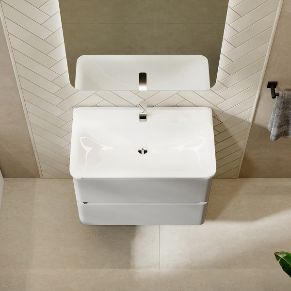 Тумба с раковиной RAVAL Welto 80 2 ящика, светло-серая