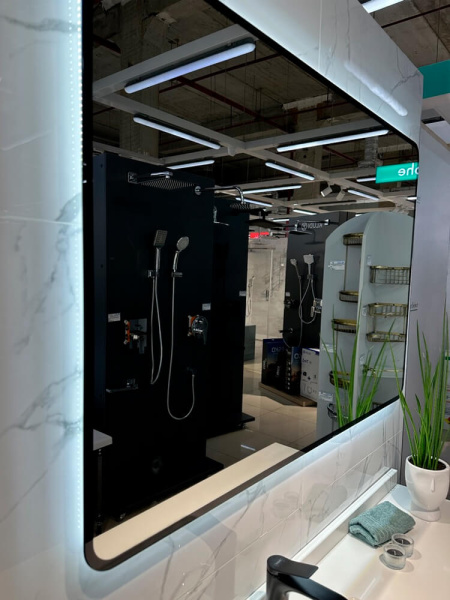 Зеркало с подсветкой AVS Неро 120x80 см, черное