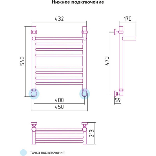 Полотенцесушитель водяной Сунержа Богема 40x50 с полкой, хром