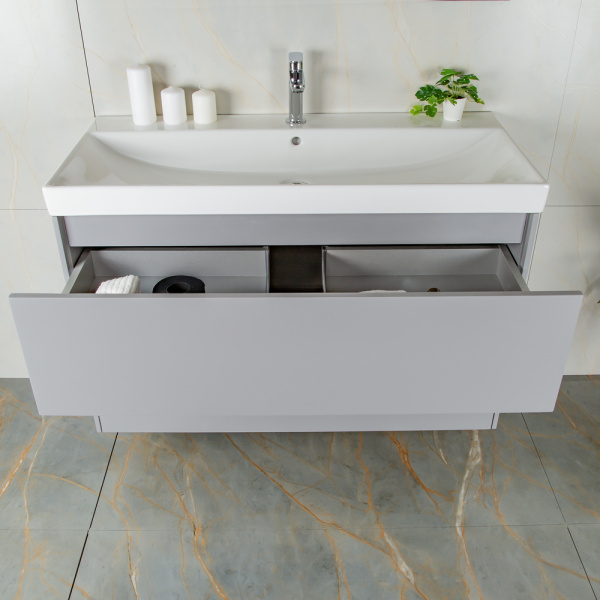 Тумба 1000 2ящ подвес + Раковина 02 Эмаль Платина мат ВЕРНИСАЖ AVS