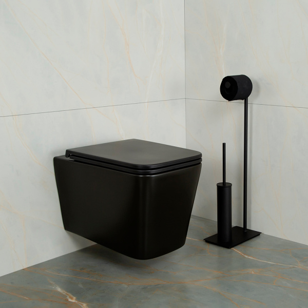 Унитаз подвесной AVS Куб безободковый, черный матовый