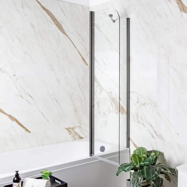 Шторка на ванну AVS Асти Дуо 100 см правая профиль оружейная сталь, прозрачное стекло