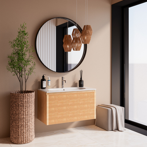 Тумба с раковиной AVS Форте 90 дуб светлый