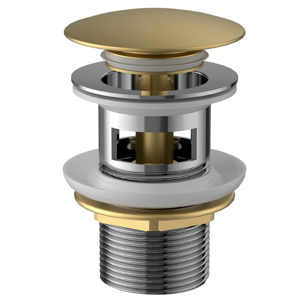 Донный клапан AVS Slimmer с переливом, брашированное золото