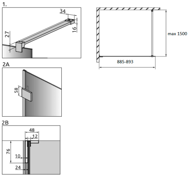 Душевая перегородка Radaway Essenza Pro 8 Walk-in 90 профиль золото, стекло прозрачное